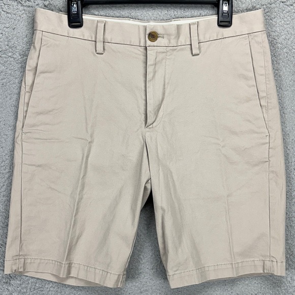 Banana Republic Mens Aiden Shorts 31 Beige Khakis Flat Front Stretch Pockets